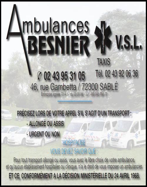 ambulances besnier, taxis, ambulances,