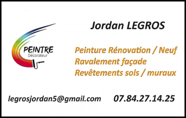 jordan legros, peinture,décoration,staff,revêtements de sols et murs,ravalement,papiers peints,ravalement de façades,nettoyage de toiture,nettoyage de façades,peinture sur meubles,peinture au pistolet,vitrification de parquets,rénovation de parquet,ponçage de parquet,solier,moquette,moquettiste,bande enduit,jointoyeur,peintre,